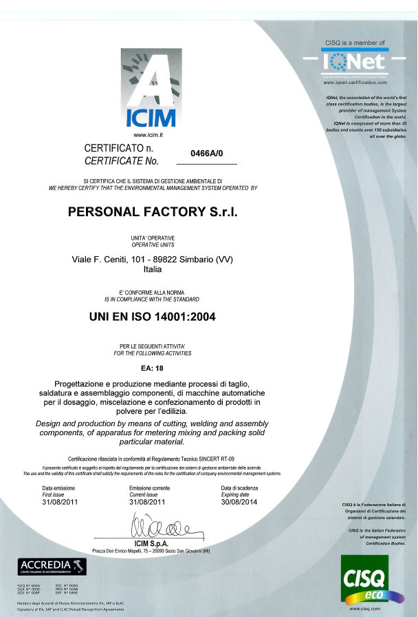 CENTIFICATO ISO 14000
